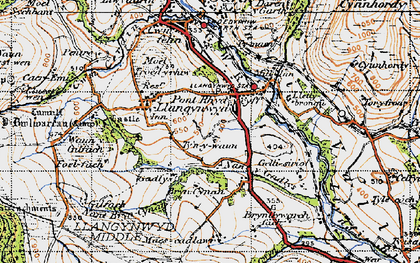 Old map of Llangynwyd in 1947