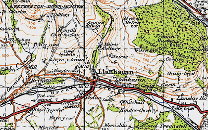 Old map of Llanharan in 1947
