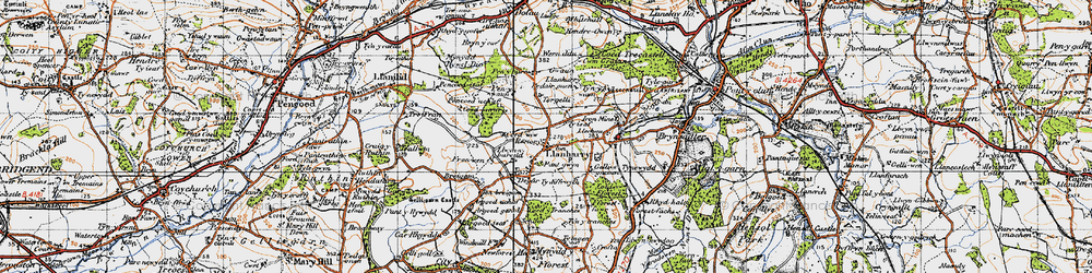 Old map of Llanharry in 1947
