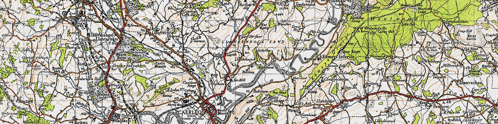 Old map of Llanhennock in 1946