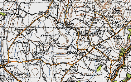 Old map of Tyn Simdda in 1947