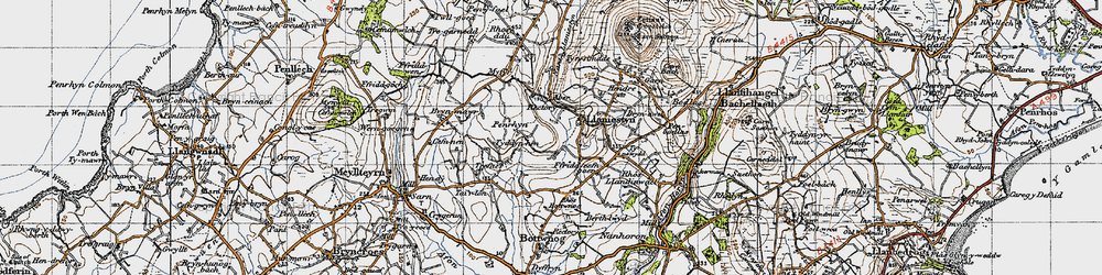 Old map of Tyn Simdda in 1947