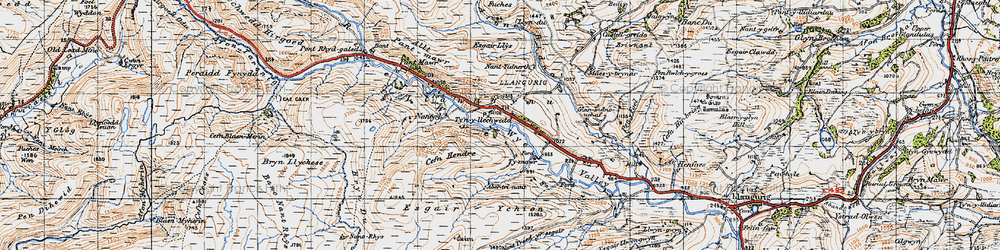 Old map of Afon Bidno in 1947