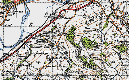 Old map of Llanigon in 1947