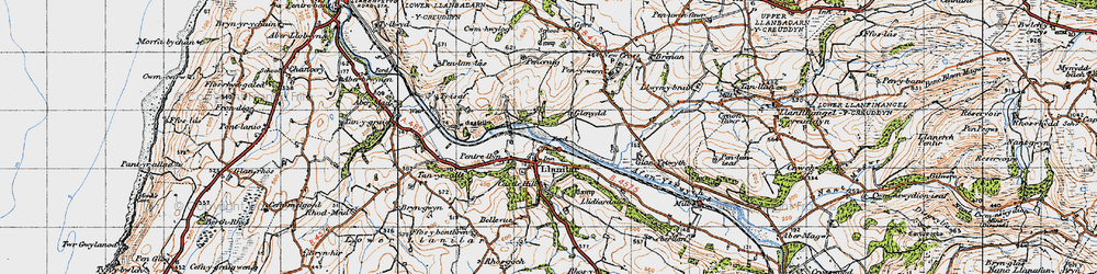 Old map of Llanilar in 1947