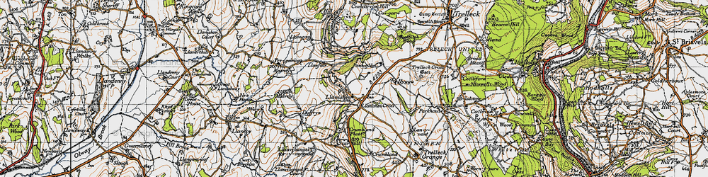Old map of Llanishen in 1946