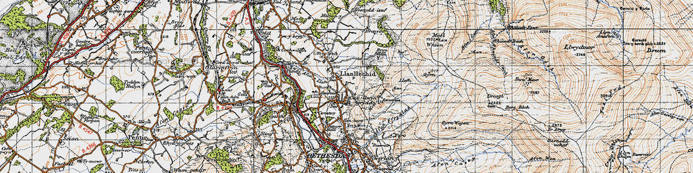 Old map of Afon Ogwen in 1947