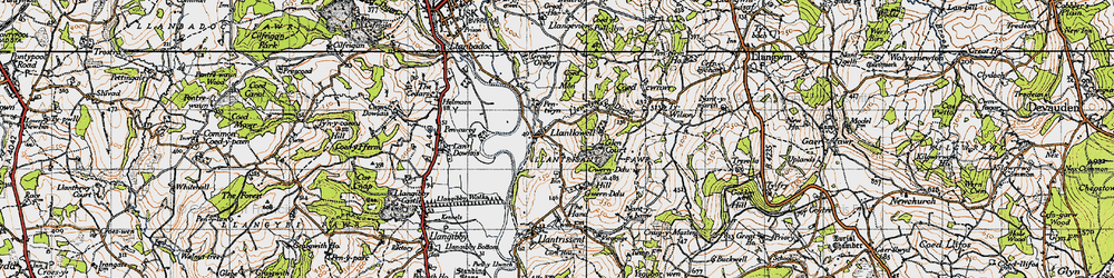 Old map of Llanllowell in 1946