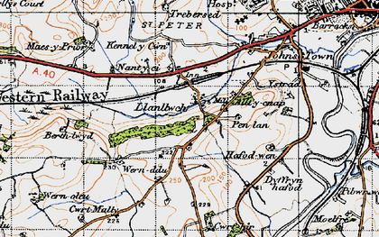 Old map of Llanllwch in 1946