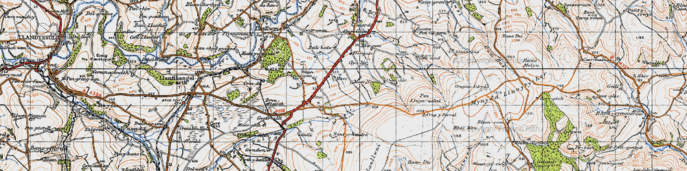 Old map of Llanllwni in 1947