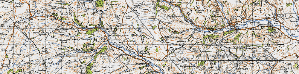 Old map of Llanllwyd in 1947