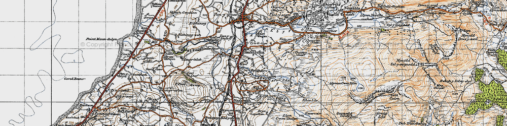 Old map of Llanllyfni in 1947