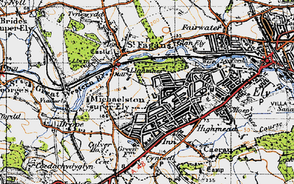 Old map of Llanmaes in 1947
