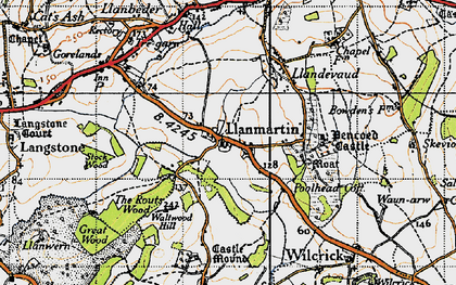 Old map of Llanmartin in 1946