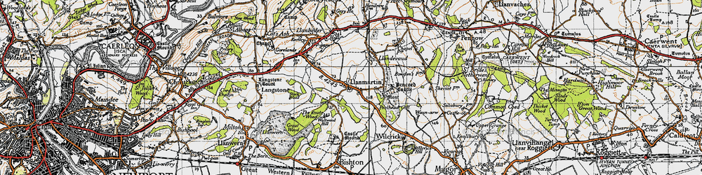 Old map of Llanmartin in 1946