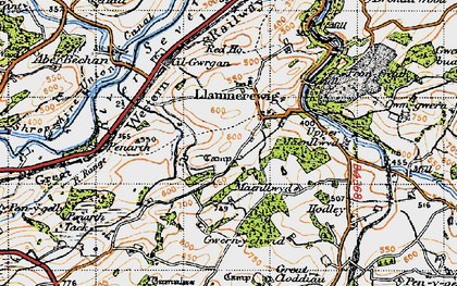 Old map of Llanmerewig in 1947
