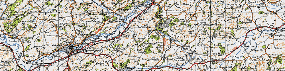 Old map of Llanmerewig in 1947