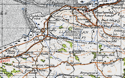 Old map of Bryn-gwas in 1947