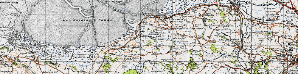 Old map of Llanmorlais in 1947