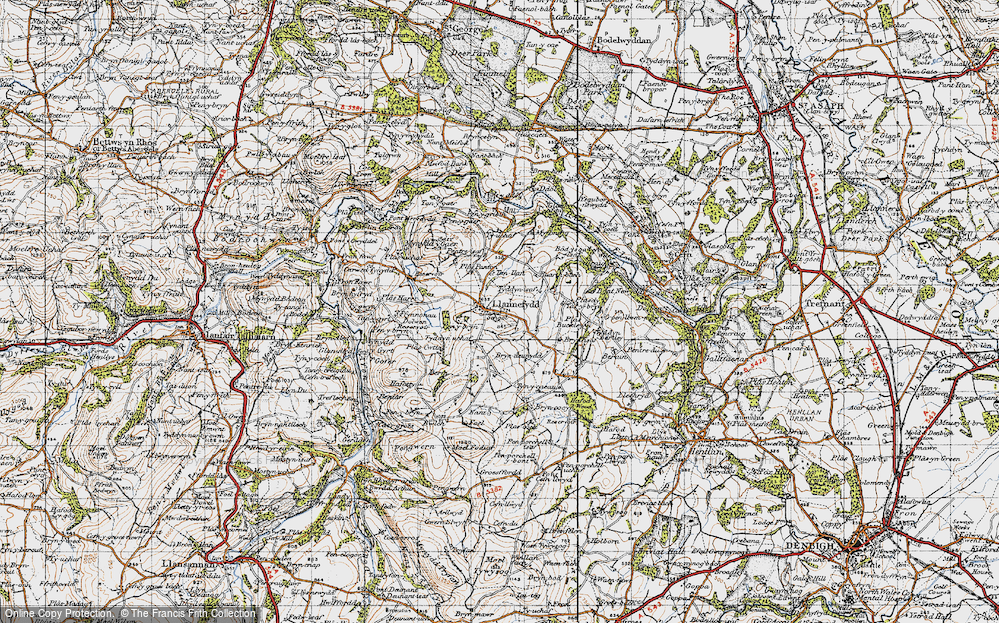Old Map of Historic Map covering Bodysgaw Isa in 1947