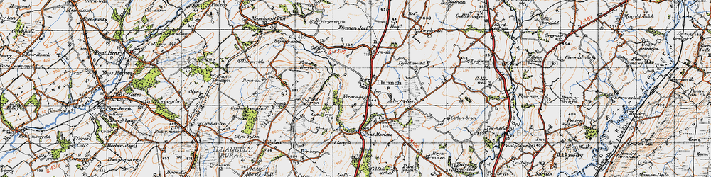 Old map of Llannon in 1947