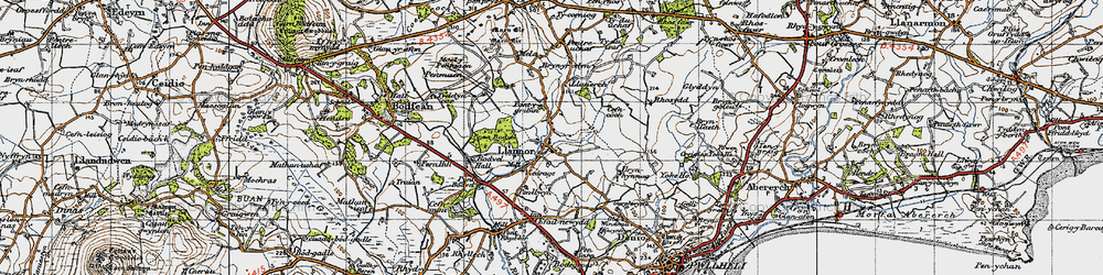 Old map of Llannor in 1947