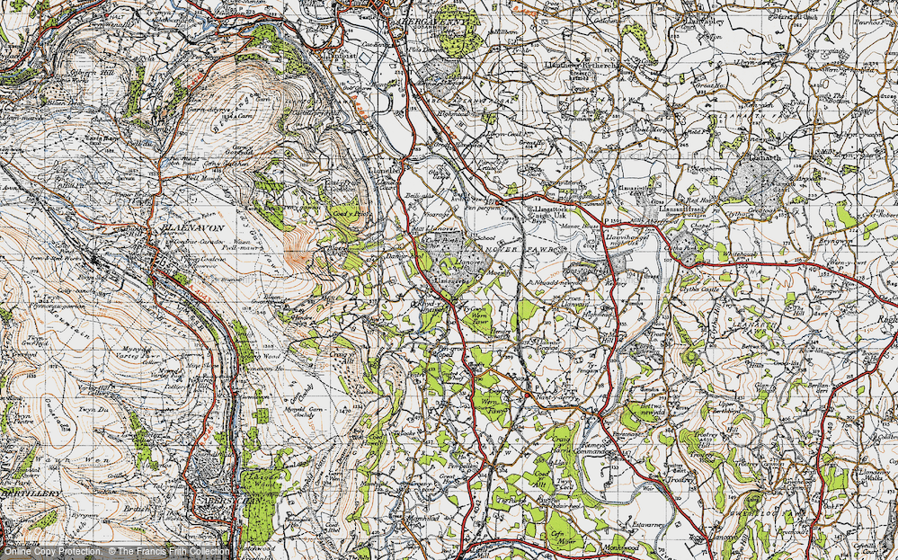Old Map of Historic Map covering Blaen Ochran in 1946