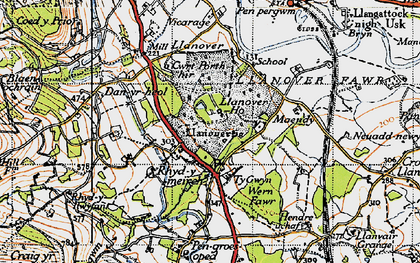 Old map of Llanover in 1946