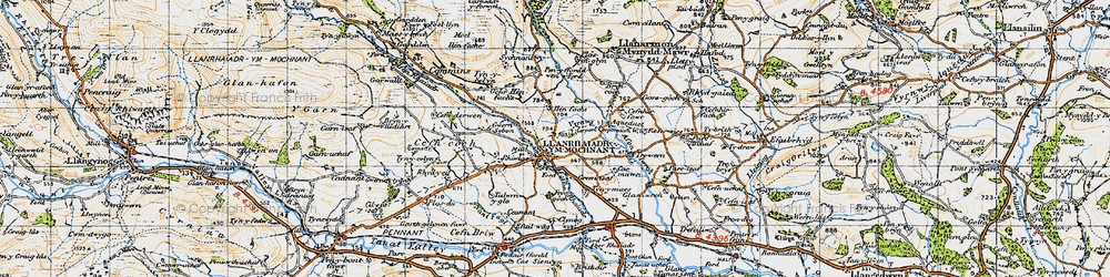 Old map of Afon Rhaeadr in 1947