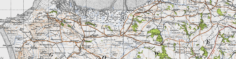 Old map of Llanrhidian in 1946