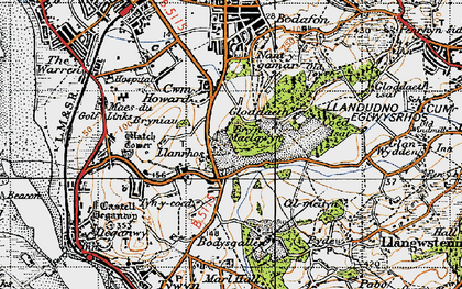 Old map of Llanrhos in 1947