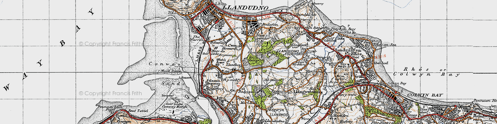 Old map of Llanrhos in 1947