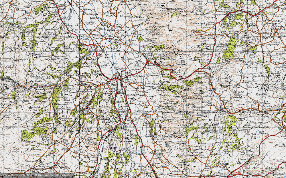 Old Map of Historic Map covering Bathafarn Hall in 1947