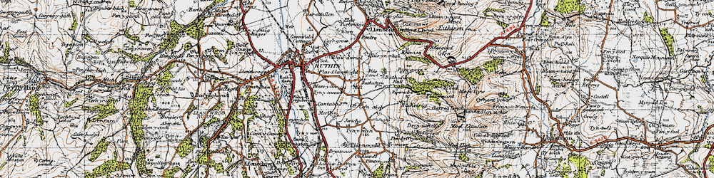 Old map of Llanrhydd Mill in 1947