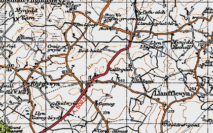 Old map of Bod-hedd in 1947