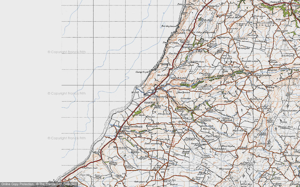 Old Map of Llanrhystud, 1947 in 1947