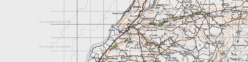 Old map of Llanrhystud in 1947