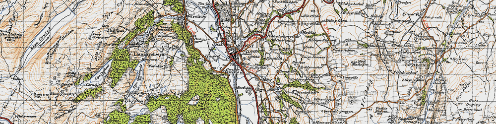 Old map of Llanrwst in 1947