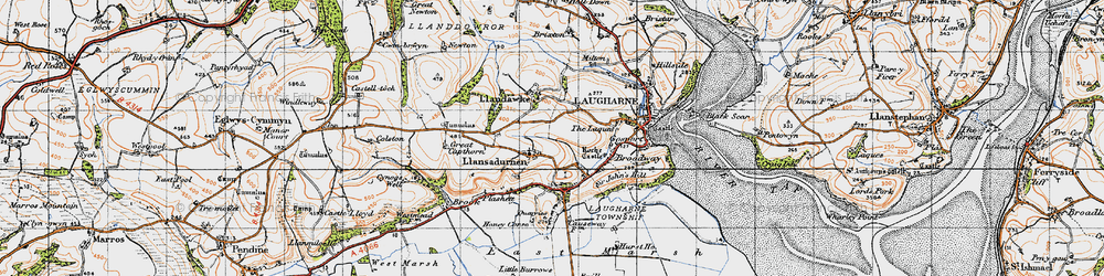 Old map of Llansadurnen in 1946
