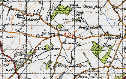 Old map of Llansadwrn in 1947