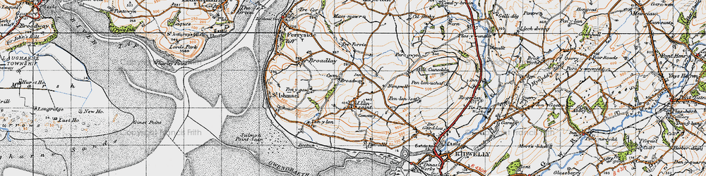 Old map of Llansaint in 1946