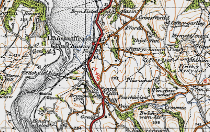 Old map of Llansanffraid Glan Conwy in 1947