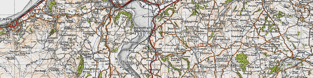 Old map of Llansanffraid Glan Conwy in 1947