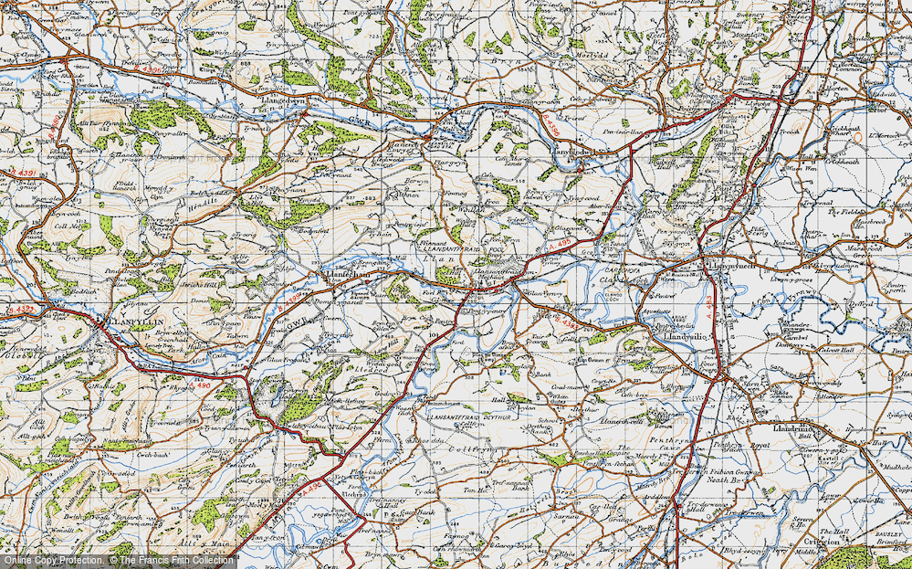 Old Map of Historic Map covering Y Ffrîdd in 1947