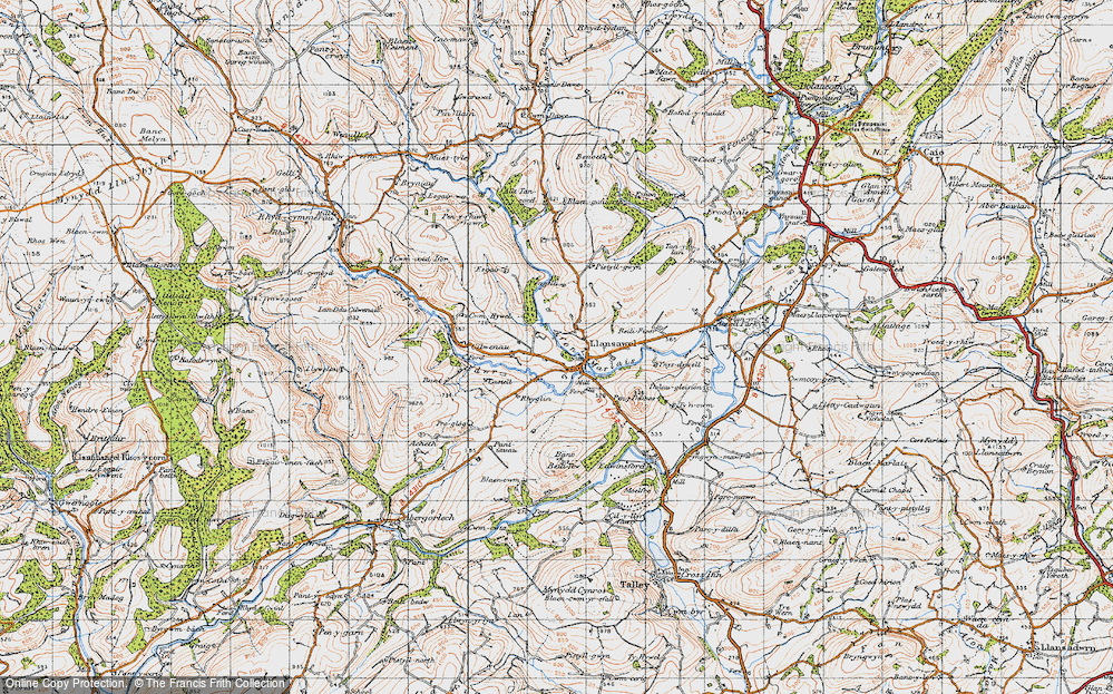 Old Map of Historic Map covering Bryndafydd in 1947