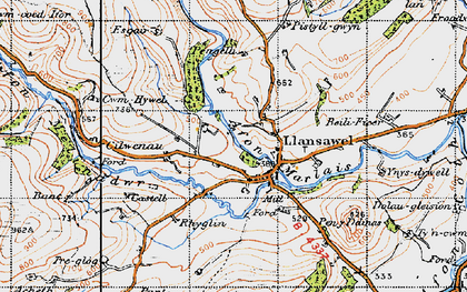 Old map of Llansawel in 1947