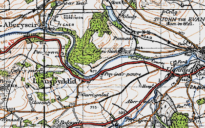 Old map of Llanspyddid in 1947