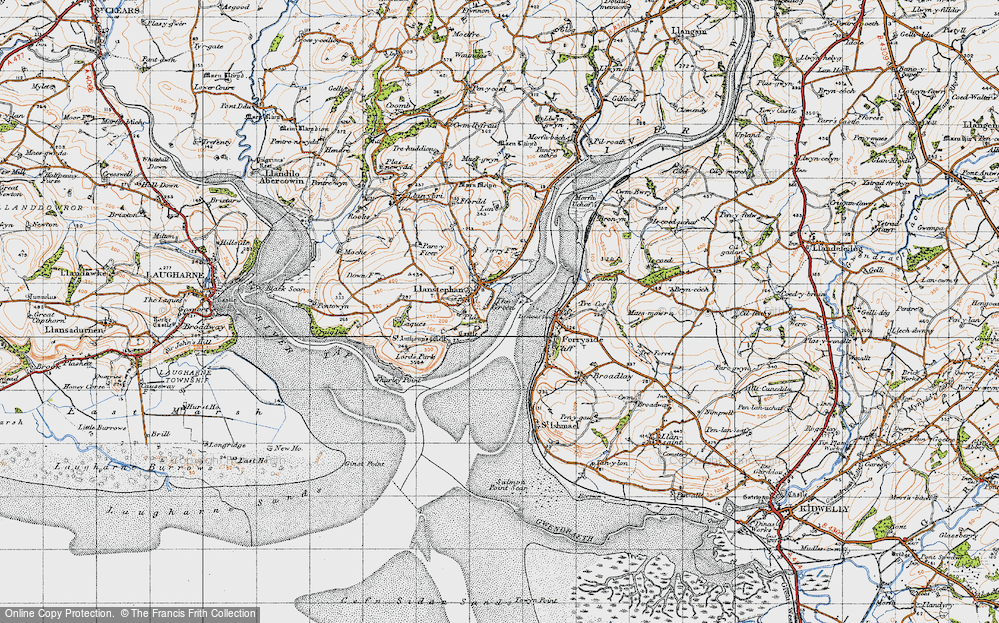 Old Map of Historic Map covering Wharley Point in 1946