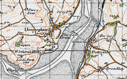 Old map of Llansteffan in 1946