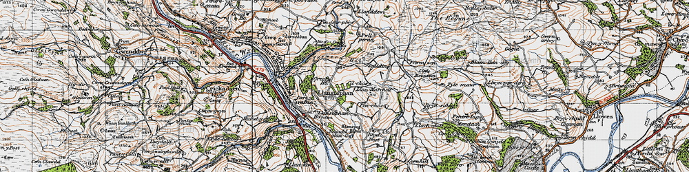 Old map of Llanddewi in 1947